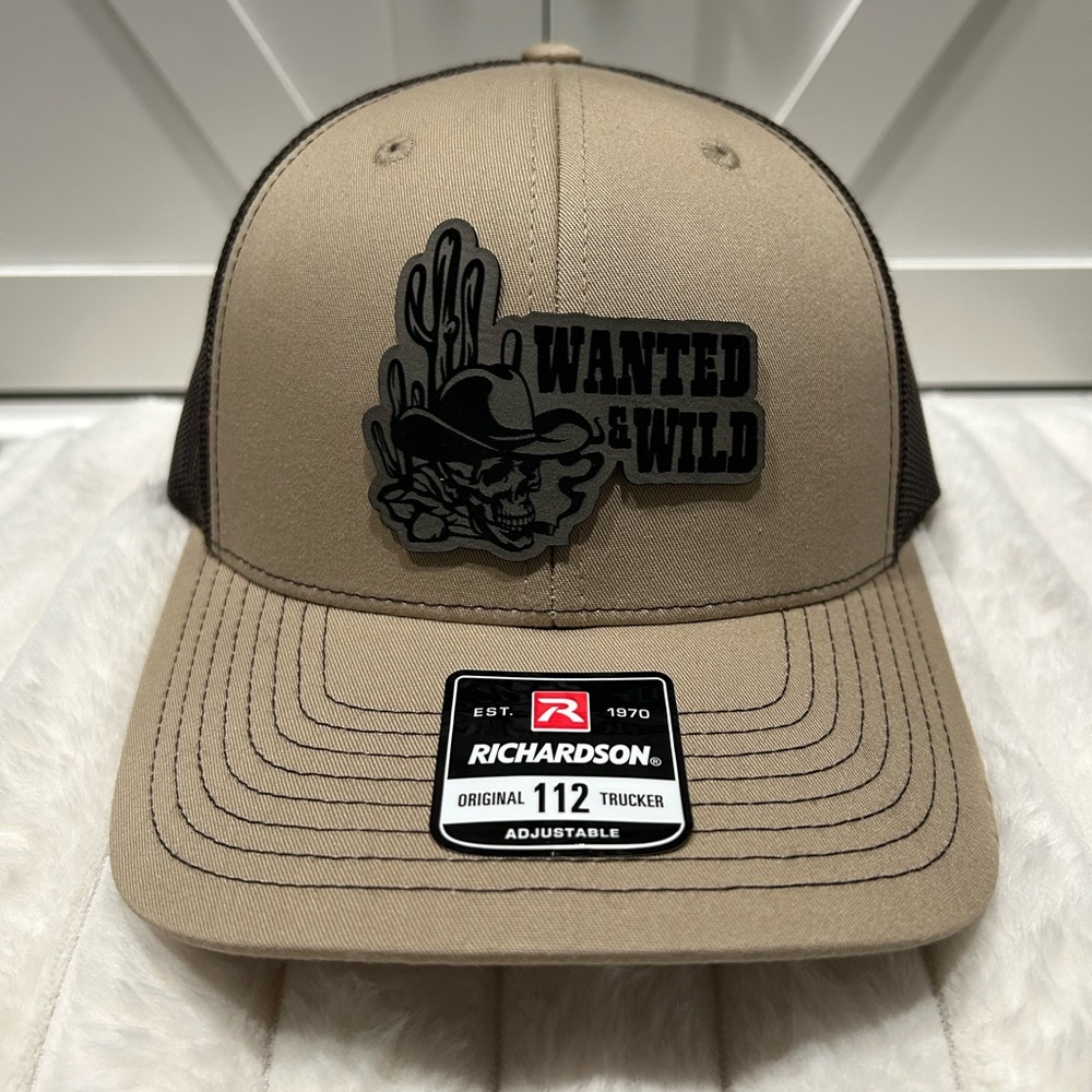Wanted & Wild, Laser Engraved Richardson 112 Trucker Hat.